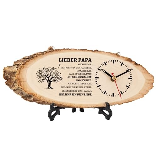 Holzuhr für Papa, Geburtstagsgeschenk von Tochter/Sohn, Weihnachten Deko Geschenk