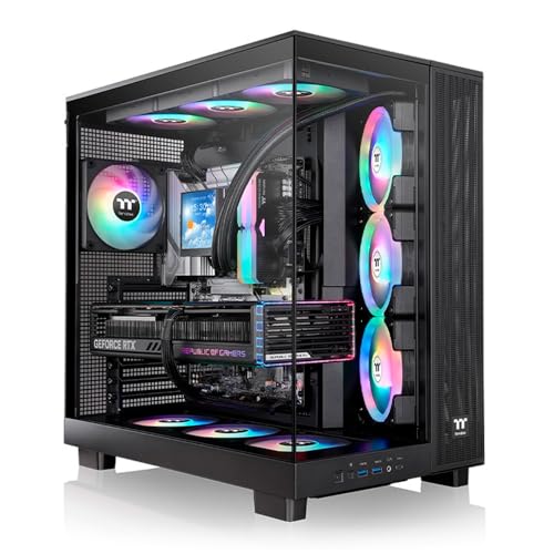thermaltake view 380 xl tg argb gehäuse mit 4x 120mm argb-lüfter, usb-c
