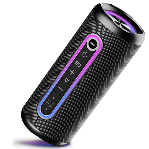 bluetooth lautsprecher mit licht, 30w dual lautsprecher, 30 std akku, ipx7 wasserdicht, schwarz