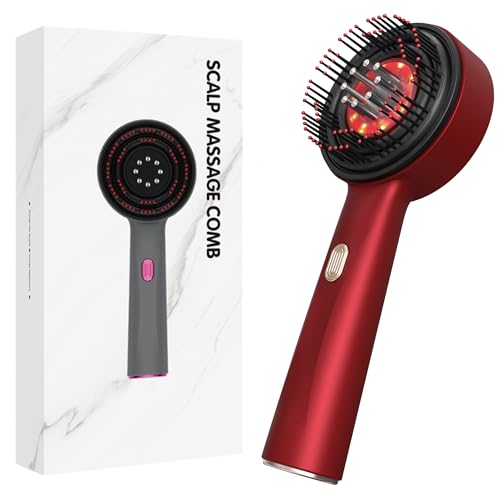 elektrische kopfmassagebürste mit haaröl-applikator, 2-in-1 massagegerät rot