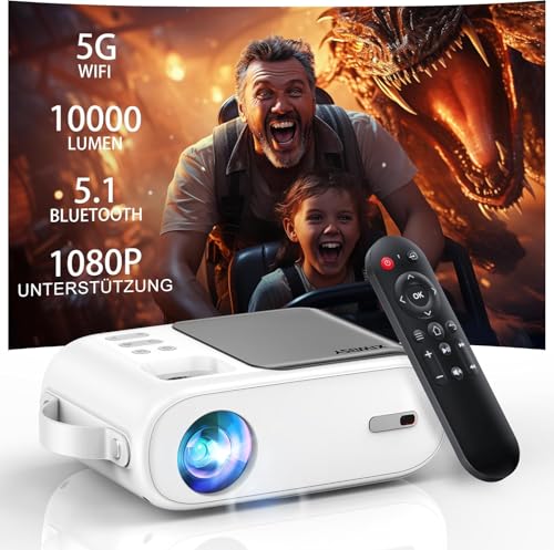 beamer XIWBSY 10000 lumen mini beamer 1080P, 5G wifi, bluetooth, tragbar, hdmi, usb, kompatibel mit tv stick, x-box, laptop, smartphone