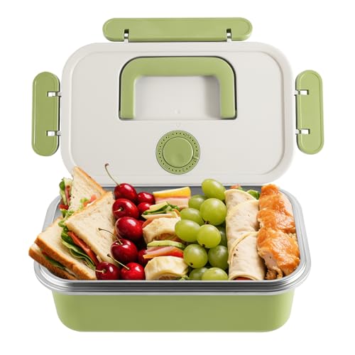 Produktbild: edelstahl lebensmittelbehälter mit deckel 1700ml brotdose bento-box grün