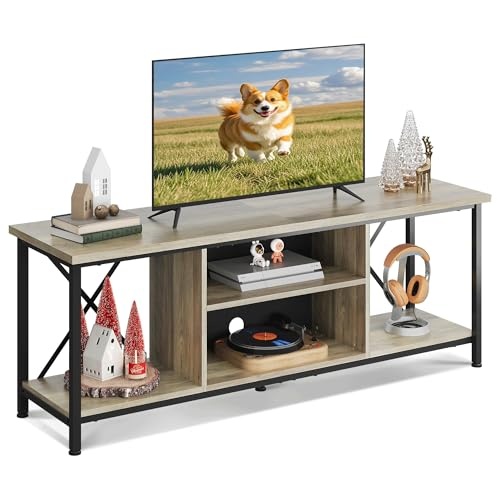 Produktbild: wlive tv schrank lowboard für fernseher bis 65 zoll, grau, 140 x 40 x 49 cm