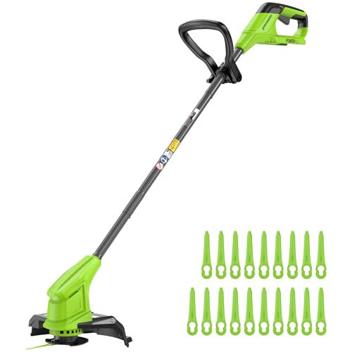 greenworks 24v akku rasentrimmer 25 cm schnittbreite für garten, 20 klingen