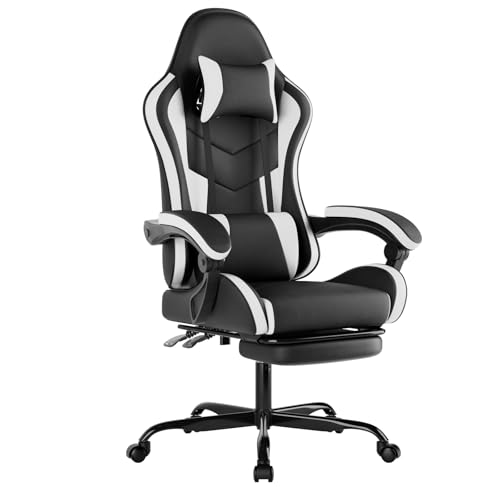 gaming chair wotsta mit fußstütze, ergonomischer computerstuhl, bürostuhl mit lendenstütze
