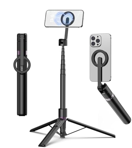 TONEOF 173cm Magnetischer Selfie Stick Stativ für MagSafe, 360 drehbar, Schwarz