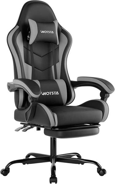 Gaming Chair Ergonomischer Computerstuhl mit Fußstütze und Lendenwirbelstütze