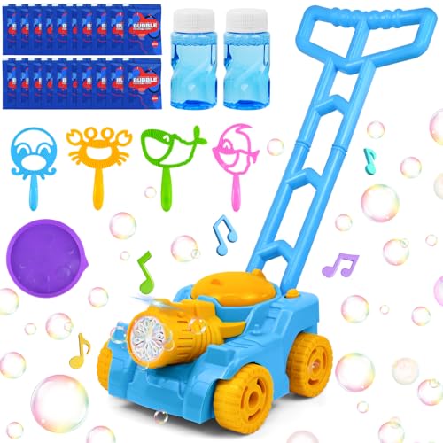 Produktbild: joellfuner kinder rasenmäher seifenblasenmaschine bubble machine outdoor spielzeug 3+ (blau)