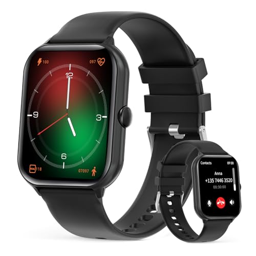 smartwatch herren damen mit telefonfunktion, 1,95'' display wasserdicht fitness tracker 100+ sportmodi
