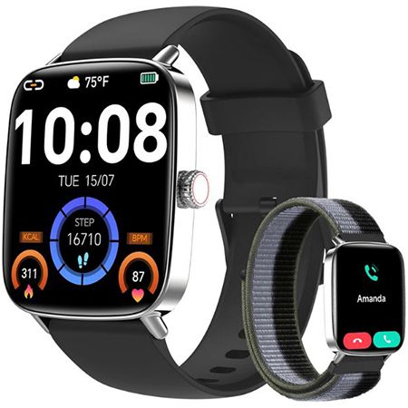 smartwatch yoever 1,85 zoll mit telefonfunktion und sportmodi für 19,79 euro
