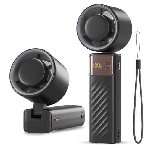 fitabok handventilator, tragbarer mini ventilator, 4000 mAh, USB, 115 drehung, LED, für büro, outdoor, reisen