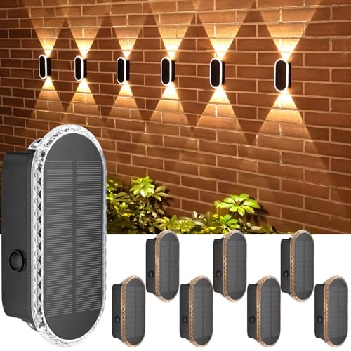 Produktbild: ellasay solar wandlicht 8er set led außenbereich ip65 wasserdicht 3000k 4000k 6500k