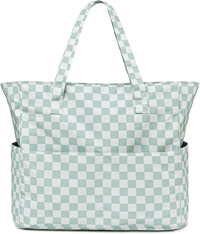 LEDAOU strandtasche damen wasserdicht umhängetasche mit reißverschluss, grün