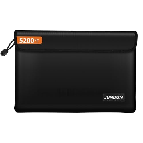 JUNDUN feuerfeste dokumententasche 27x17cm wasserdicht 8-lagig mit reißverschluss für geld, reiseunterlagen