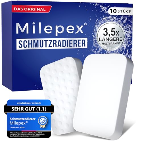 Produktbild: Milepex Schmutzradierer 10x - Premium Schwamm für Wand, Boden, Sneaker, Auto