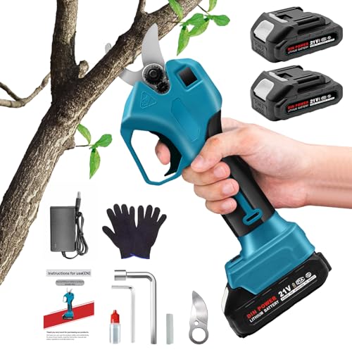 akku astschere 2 x 2000mah, elektrische gartenschere 25 mm schnitt, akku schneider mit ladegerät