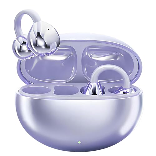 catgiff open ear headphones bluetooth 5.4 leicht und komfortabel clip-on 65 stunden akkulaufzeit lila