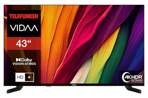 telefunken 43 zoll 4k smart tv uhd hdr led, dolby vision, triple tuner, black
