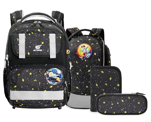 skysper schulranzen-set 5-teilig, ergonomischer schulrucksack 16l mit reflektor für mädchen
