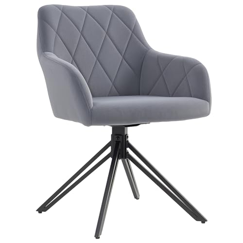 homcom esszimmerstuhl polsterstuhl mit armlehne samtoptik grau retro-design 58 x 60,5 x 79 cm