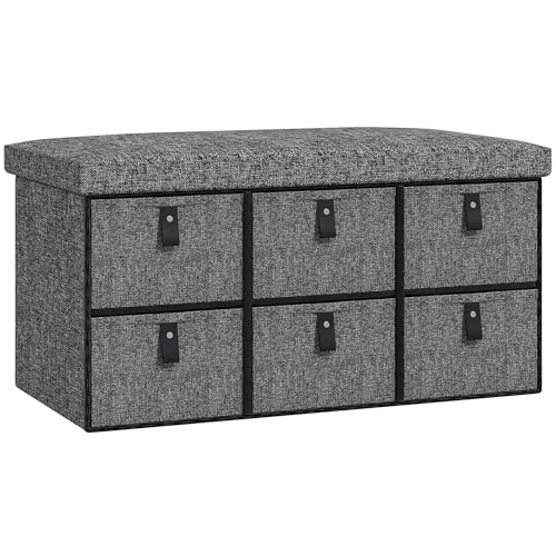 HOMCOM schuhbank mit 6 boxen, sitzbank für diele und flur, dunkelgrau, 76,5 x 38 x 38 cm