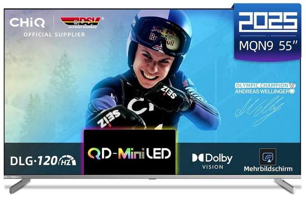 chiq m55qn9g mini led smart tv 120hz für 339,99 euro statt 460 euro