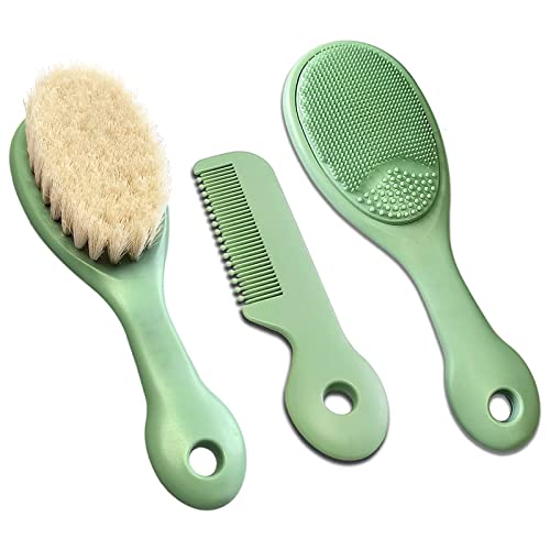 baby haarbürste kamm set 3 pcs von molyuan für neugeborene und kleinkinder grün