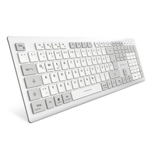 Sharkoon OfficePal K30W, kabellose Tastatur für Windows/macOS, Weiß