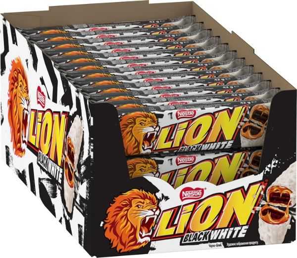 lion black & white schokoriegel 24er pack mit brownie-füllung, 16,29