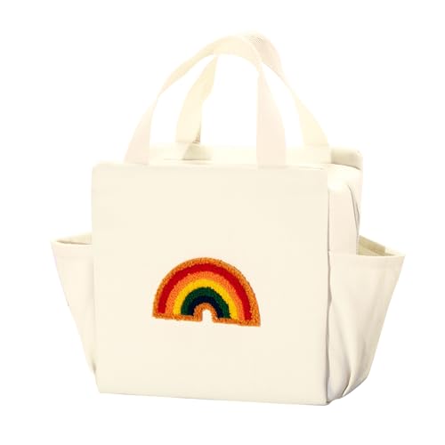 lunchbag groß isoliert mit regenbogen-stickerei, 8l für kinder und erwachsene