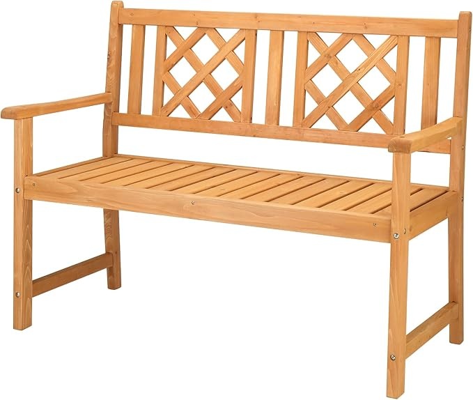 Gartenbank Holz, 2-Sitzer wetterfest, ergonomische Rückenlehne, 275 kg belastbar