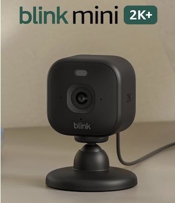 Blink Mini 2K+ Überwachungskamera, 24/7 Videoüberwachung, Indoorkamera