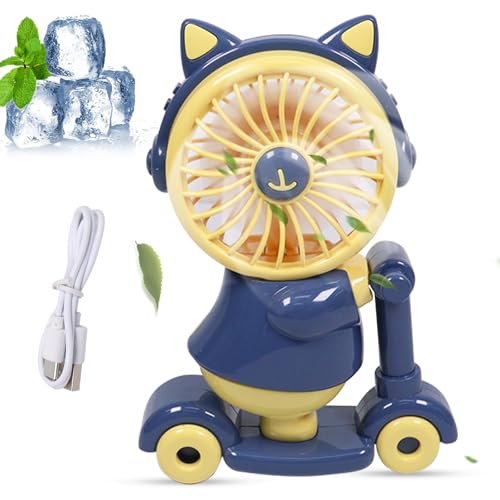 qunkun handventilator kinder, usb tischventilator skateboard-form, leise handheld fan blau