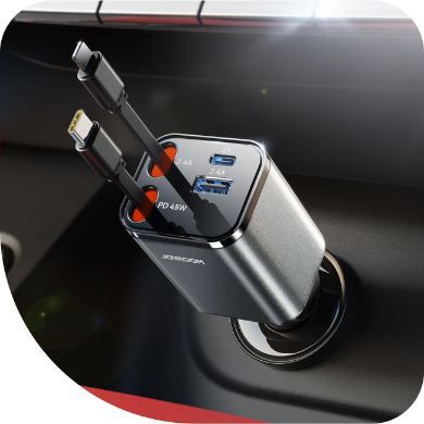 joyroom kfz-usb-adapter 84w mit ausziehbaren kabeln, nur 13,79