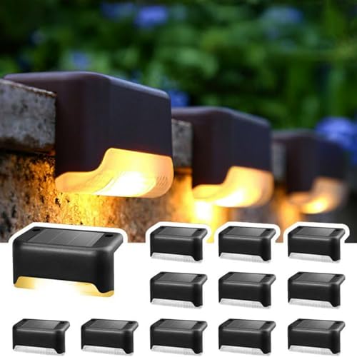 cnmtcco solarleuchten außen, 12 stk schwarz solar gartenlichter warmweiß für hof terrasse treppe