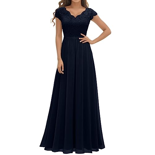 elegante abendkleider für hochzeit jugendweihe satinkleid a-linie blau, s