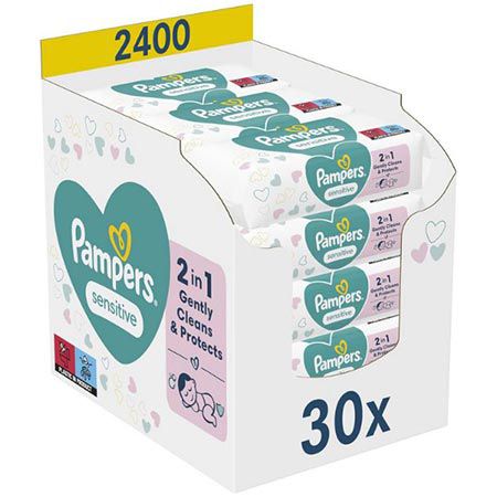 pampers sensitive feuchttücher 30 x 80er pack ohne duft für 38,25 euro
