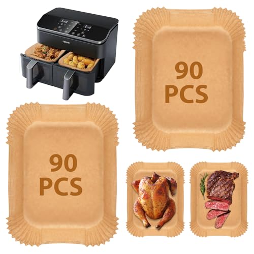 Produktbild: backpapier für heißluftfritteuse 180 stücke 21,59 x 16,51 cm antihaftbeschichtet, hitzebeständig bis 232 C, kompatibel mit cosori und cookwise