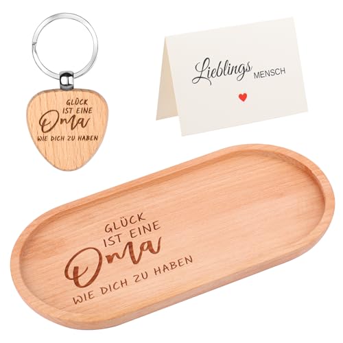 oma geschenke, badezimmer tablett mit gravur, deko tablett set mit schlüsselanhänger