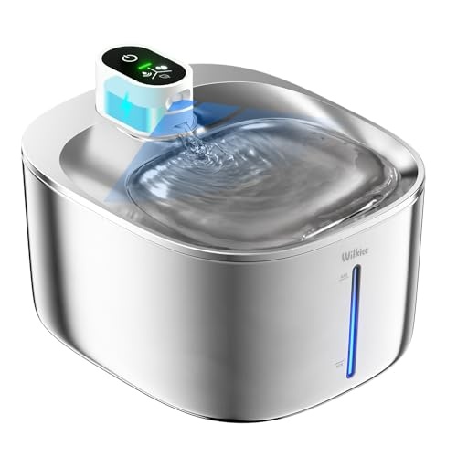 Katzenbrunnen Edelstahl 4,1L kabellos, 4000mAh Akku, leise Pumpe, für Katzen & Hunde