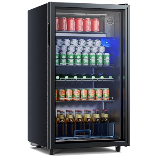 triumphkey getränkekühlschrank 85l mit vollglas tür und blauer led beleuchtung