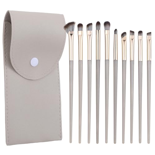 lidschatten pinselset 10 teilig, professionelle make up pinsel mit tasche, blendpinsel, applikator für foundation, concealer, rouge, augenbraue, eyeliner