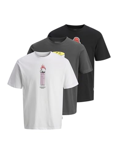 JACK & JONES Jorholiday Skull Tee 3er Pack Herren T-Shirt Größe L/S/XL