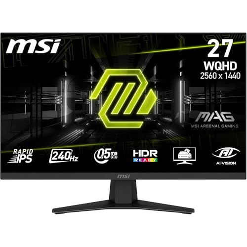 msi mag 274qf gaming-monitor 27", wqhd, 240 hz, rapid ips, 0,5 ms, g-sync, hdmi 2.1