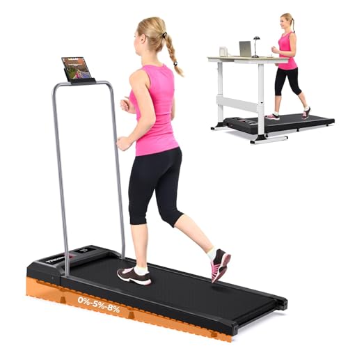 laufband für zuhause 2 in 1 mit neigung und sicherheitsgriff, 2.5 ps, 2-8 km/h