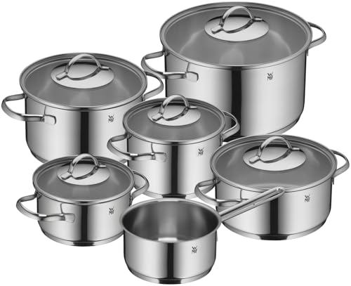 wmf aparto kochtopf set induktion 6-teilig, edelstahl mit glasdeckel, spülmaschinengeeignet