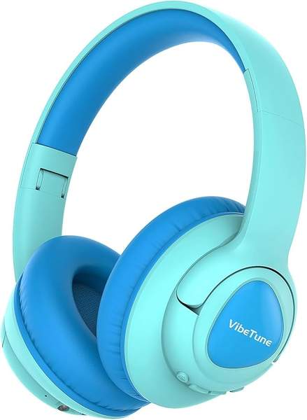 VibeTune Kinder Bluetooth Kopfhörer, 60 Std Spielzeit, Lautstärkebegrenzung 85/94dB, Blau