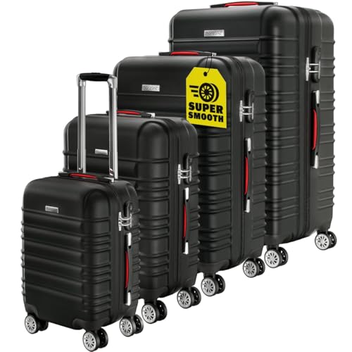 Produktbild: Monzana Kofferset 4-teilig Hartschale Trolley Koffer S-M-L-XL Nachtschwarz