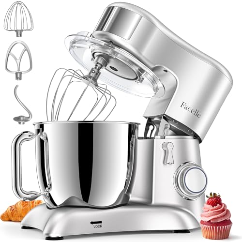 facelle küchenmaschine 6,5l edelstahl rührgerät knetmaschine 10 geschwindigkeitsstufen inkl. patisserie-set