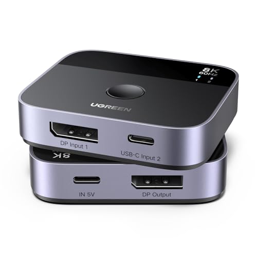 ugreen displayport usb-c switch 2in1 8k 60hz 4k 120hz dp1.4 plug and play